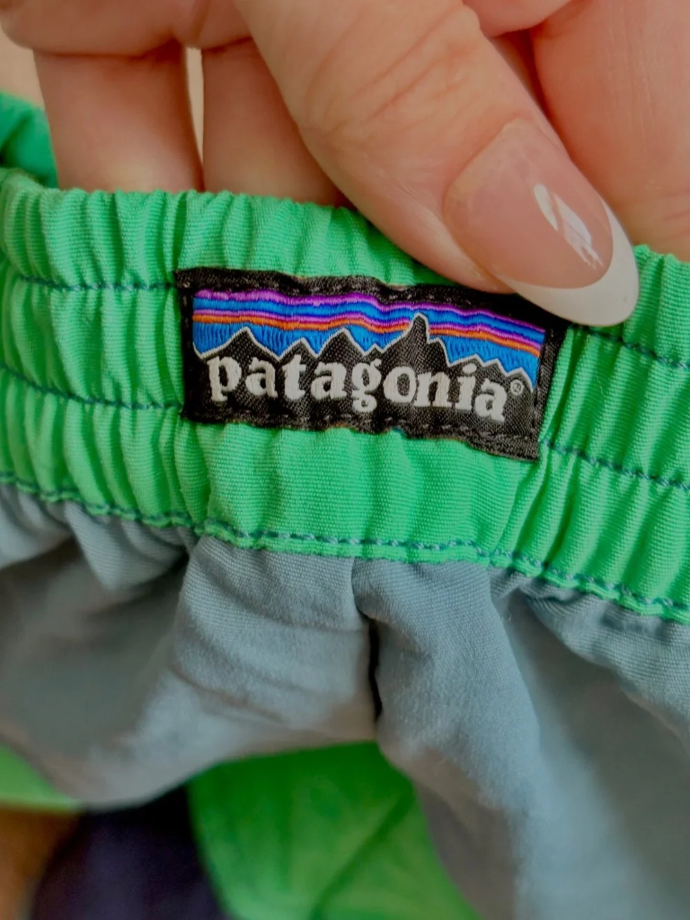 Patagonia Baby Boardshorts Toddler Swim Wear Trunks Colorblock Sz 5T Green Blue